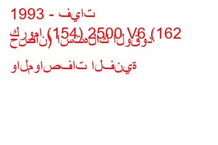 1993 - فيات
كروما (154) 2500 V6 (162 حصان) استهلاك الوقود والمواصفات الفنية