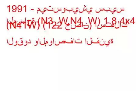 1991 - ميتسوبيشي سبيس
المساحة (N3_W,N4_W) 1.8 4x4 (N41W) (122 حصان) استهلاك الوقود والمواصفات الفنية