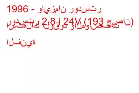 1996 - وايزمان رودستر
رودستر 2.8 i 24V (193 حصان) استهلاك الوقود والمواصفات الفنية