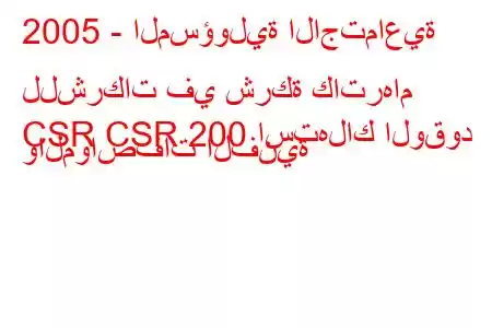 2005 - المسؤولية الاجتماعية للشركات في شركة كاترهام
CSR CSR 200 استهلاك الوقود والمواصفات الفنية