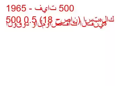 1965 - فيات 500
500 0.5 (18 حصان) استهلاك الوقود والمواصفات الفنية