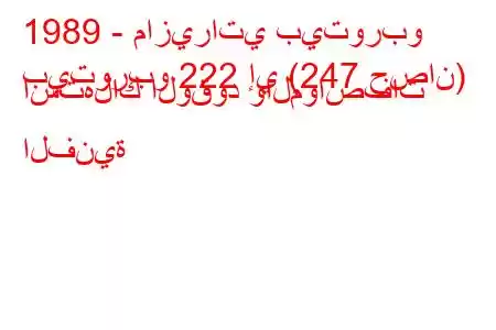 1989 - مازيراتي بيتوربو
بيتوربو 222 إي (247 حصان) استهلاك الوقود والمواصفات الفنية