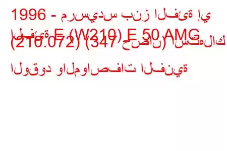 1996 - مرسيدس بنز الفئة إي
الفئة E (W210) E 50 AMG (210.072) (347 حصان) استهلاك الوقود والمواصفات الفنية