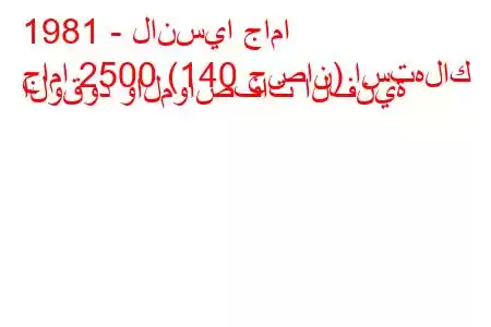 1981 - لانسيا جاما
جاما 2500 (140 حصان) استهلاك الوقود والمواصفات الفنية