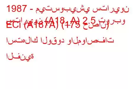 1987 - ميتسوبيشي ستاريون
ستاريون (A18_A) 2.5 توربو ECi (A187A) (175 حصان) استهلاك الوقود والمواصفات الفنية