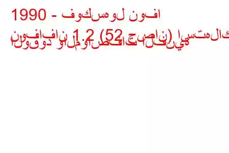 1990 - فوكسهول نوفا
نوفافان 1.2 (52 حصان) استهلاك الوقود والمواصفات الفنية