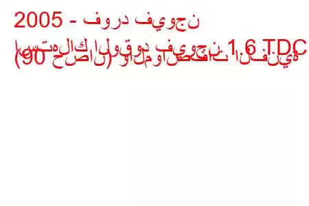 2005 - فورد فيوجن
استهلاك الوقود فيوجن 1.6 TDCi (90 حصان) والمواصفات الفنية