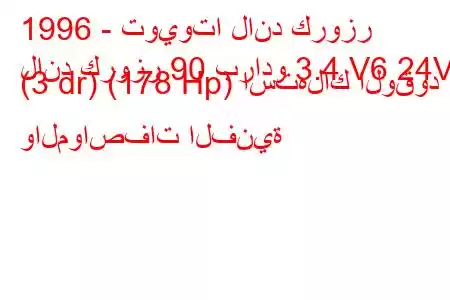 1996 - تويوتا لاند كروزر
لاند كروزر 90 برادو 3.4 V6 24V (3 dr) (178 Hp) استهلاك الوقود والمواصفات الفنية