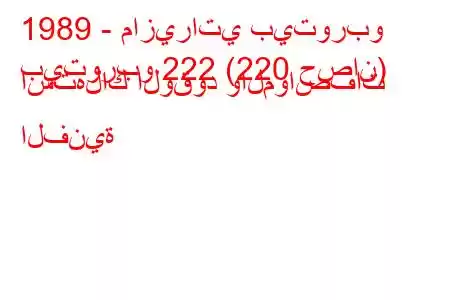 1989 - مازيراتي بيتوربو
بيتوربو 222 (220 حصان) استهلاك الوقود والمواصفات الفنية