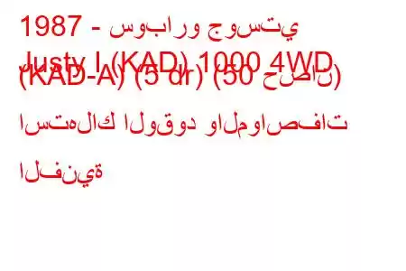 1987 - سوبارو جوستي
Justy I (KAD) 1000 4WD (KAD-A) (5 dr) (50 حصان) استهلاك الوقود والمواصفات الفنية