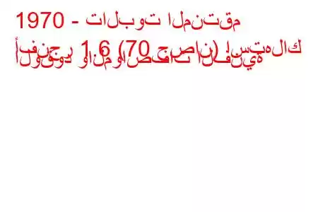 1970 - تالبوت المنتقم
أفنجر 1.6 (70 حصان) استهلاك الوقود والمواصفات الفنية