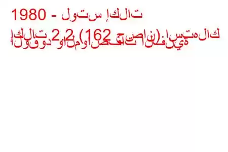 1980 - لوتس إكلات
إكلات 2.2 (162 حصان) استهلاك الوقود والمواصفات الفنية