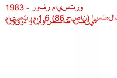 1983 - روفر مايسترو
مايسترو 1.6 (86 حصان) استهلاك الوقود والمواصفات الفنية