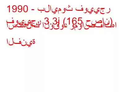 1990 - بلايموث فوييجر
فوييجر 3.3i (165 حصان) استهلاك الوقود ومواصفاتها الفنية