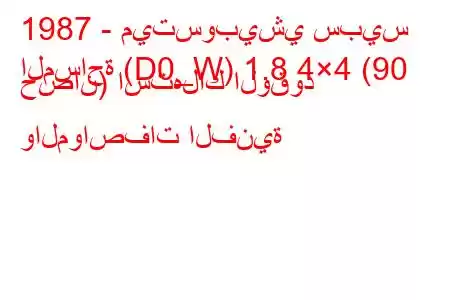 1987 - ميتسوبيشي سبيس
المساحة (D0_W) 1.8 4×4 (90 حصان) استهلاك الوقود والمواصفات الفنية