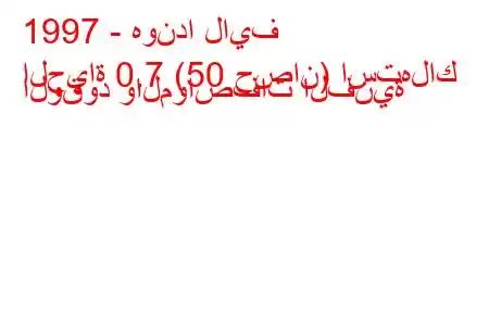 1997 - هوندا لايف
الحياة 0.7 (50 حصان) استهلاك الوقود والمواصفات الفنية