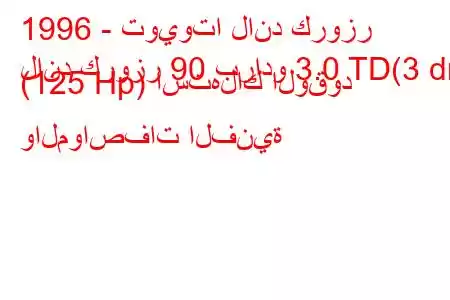 1996 - تويوتا لاند كروزر
لاند كروزر 90 برادو 3.0 TD(3 dr) (125 Hp) استهلاك الوقود والمواصفات الفنية