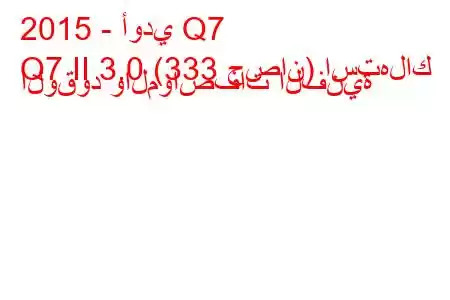 2015 - أودي Q7
Q7 II 3.0 (333 حصان) استهلاك الوقود والمواصفات الفنية