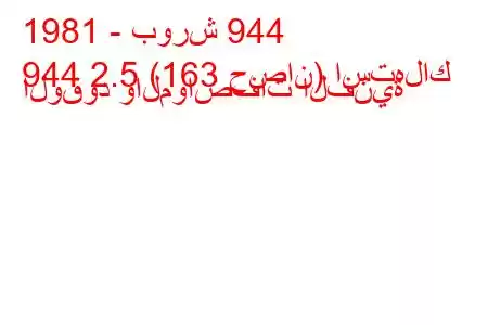 1981 - بورش 944
944 2.5 (163 حصان) استهلاك الوقود والمواصفات الفنية