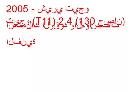 2005 - شيري تيجو
تيجو (T11) 2.4 (130 حصان) استهلاك الوقود والمواصفات الفنية