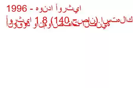 1996 - هوندا أورثيا
أورثيا 1.8 (140 حصان) استهلاك الوقود والمواصفات الفنية