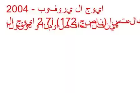 2004 - بوفوري لا جويا
لا جويا 2.7i (172 حصان) استهلاك الوقود و المواصفات الفنية