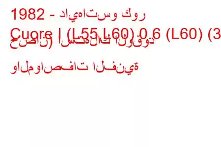 1982 - دايهاتسو كور
Cuore I (L55,L60) 0.6 (L60) (30 حصان) استهلاك الوقود والمواصفات الفنية