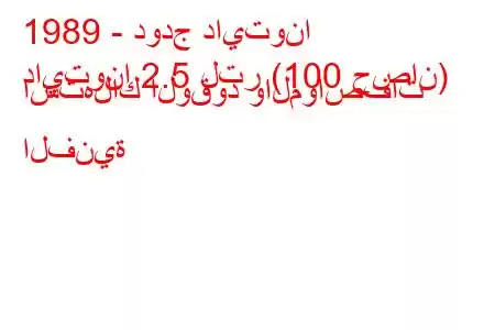 1989 - دودج دايتونا
دايتونا 2.5 لتر (100 حصان) استهلاك الوقود والمواصفات الفنية