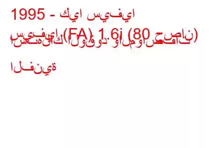 1995 - كيا سيفيا
سيفيا (FA) 1.6i (80 حصان) استهلاك الوقود والمواصفات الفنية