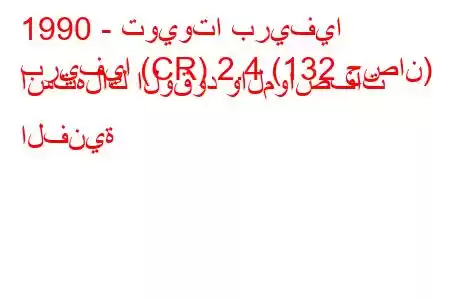 1990 - تويوتا بريفيا
بريفيا (CR) 2.4 (132 حصان) استهلاك الوقود والمواصفات الفنية