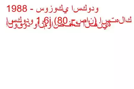 1988 - سوزوكي اسكودو
إسكودو 1.6i (80 حصان) استهلاك الوقود والمواصفات الفنية