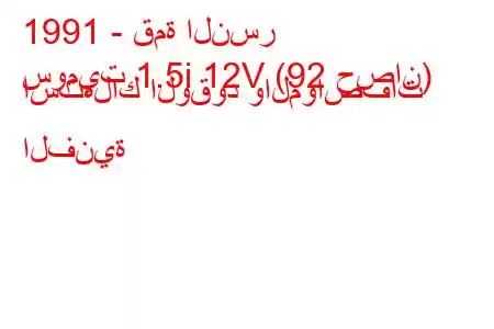 1991 - قمة النسر
سوميت 1.5i 12V (92 حصان) استهلاك الوقود والمواصفات الفنية