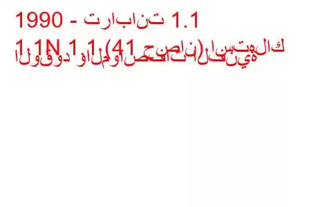 1990 - ترابانت 1.1
1.1N 1.1 (41 حصان) استهلاك الوقود والمواصفات الفنية