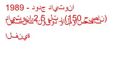 1989 - دودج دايتونا
دايتونا 2.5 لتر (150 حصان) استهلاك الوقود والمواصفات الفنية