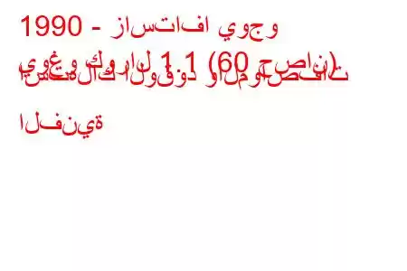 1990 - زاستافا يوجو
يوغو كورال 1.1 (60 حصان) استهلاك الوقود والمواصفات الفنية