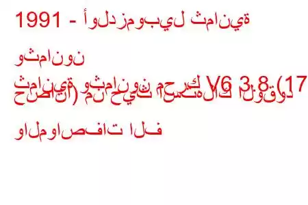 1991 - أولدزموبيل ثمانية وثمانون
ثمانية وثمانون محرك V6 3.8 (172 حصانًا) من حيث استهلاك الوقود والمواصفات الف