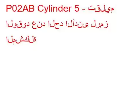 P02AB Cylinder 5 - تقليم الوقود عند الحد الأدنى لرمز المشكلة