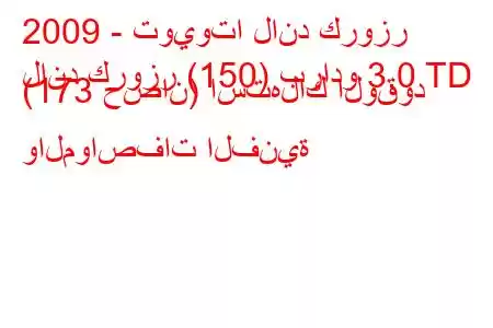 2009 - تويوتا لاند كروزر
لاند كروزر (150) برادو 3.0 TD (173 حصان) استهلاك الوقود والمواصفات الفنية