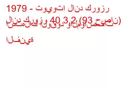 1979 - تويوتا لاند كروزر
لاند كروزر 40 3.2 (93 حصان) استهلاك الوقود والمواصفات الفنية