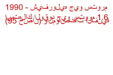 1990 - شيفروليه جيو ستورم
استهلاك الوقود جيو ستورم 1.6 (95 حصان) والمواصفات الفنية