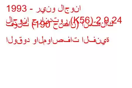 1993 - رينو لاجونا
لاجونا جراندتور (K56) 2.9 24 فولت (190 حصان) استهلاك الوقود والمواصفات الفنية