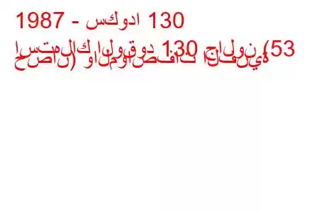 1987 - سكودا 130
استهلاك الوقود 130 جالون (53 حصان) والمواصفات الفنية