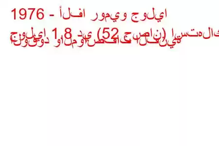 1976 - ألفا روميو جوليا
جوليا 1.8 دي (52 حصان) استهلاك الوقود والمواصفات الفنية