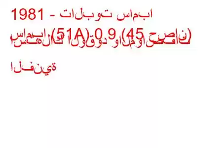 1981 - تالبوت سامبا
سامبا (51A) 0.9 (45 حصان) استهلاك الوقود والمواصفات الفنية