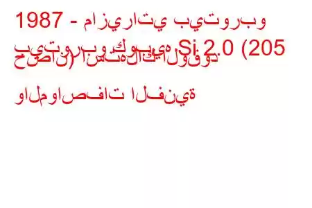 1987 - مازيراتي بيتوربو
بيتوربو كوبيه Si 2.0 (205 حصان) استهلاك الوقود والمواصفات الفنية