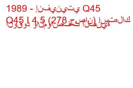 1989 - إنفينيتي Q45
Q45 I 4.5 (278 حصان) استهلاك الوقود والمواصفات الفنية