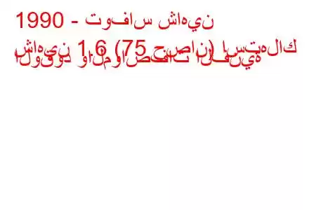 1990 - توفاس شاهين
شاهين 1.6 (75 حصان) استهلاك الوقود والمواصفات الفنية