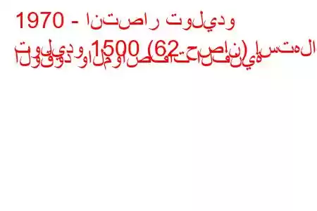 1970 - انتصار توليدو
توليدو 1500 (62 حصان) استهلاك الوقود والمواصفات الفنية