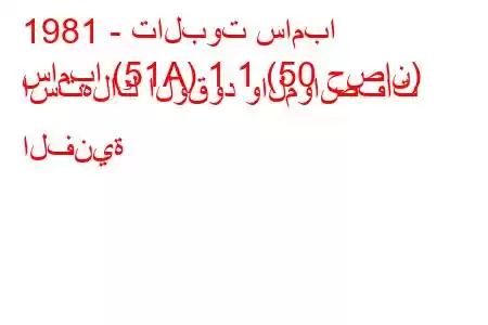 1981 - تالبوت سامبا
سامبا (51A) 1.1 (50 حصان) استهلاك الوقود والمواصفات الفنية