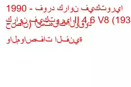 1990 - فورد كراون فيكتوريا
كراون فيكتوريا II 4.6 V8 (193 حصان) استهلاك الوقود والمواصفات الفنية